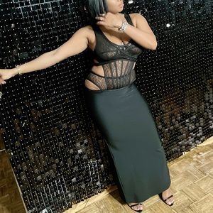 Black lace long dress